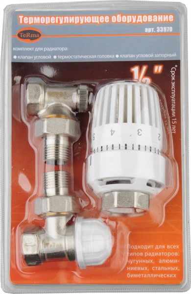 Фото Комплект термостатический для радиатора прямой 1/2
