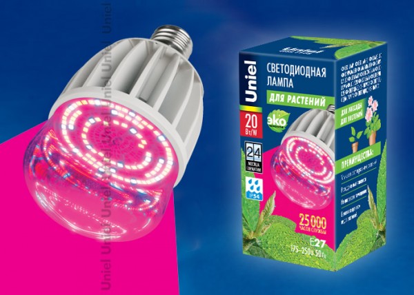 Фото Лампа для растений led-m80-20w/sp/e27/cl als55wh картон