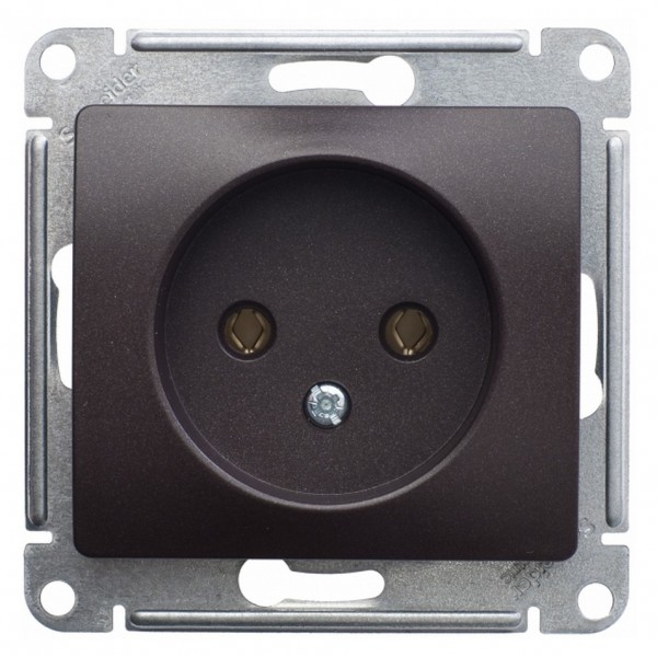 Фото Розетка se glossa шоколад мех без заземления, 16а (арт. se gsl000841)