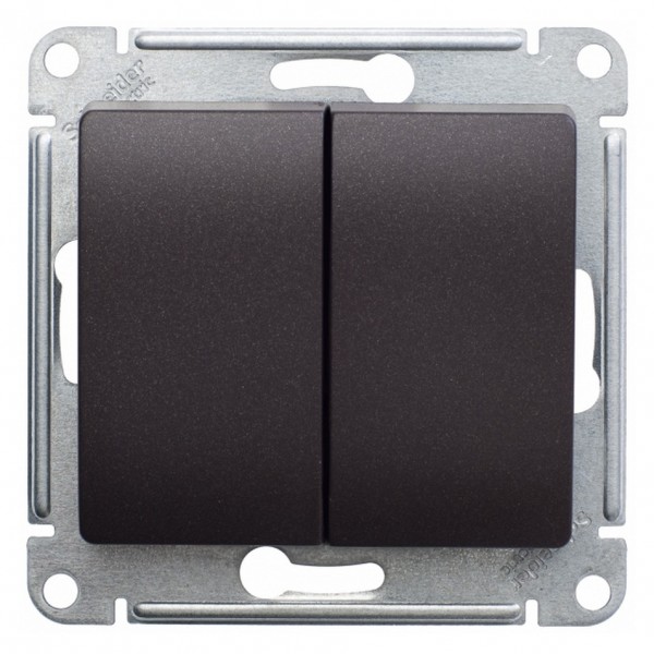 Фото Выключатель 2-клавишный, se glossa шоколад мех сх.5, 10ах (арт. se gsl000851)