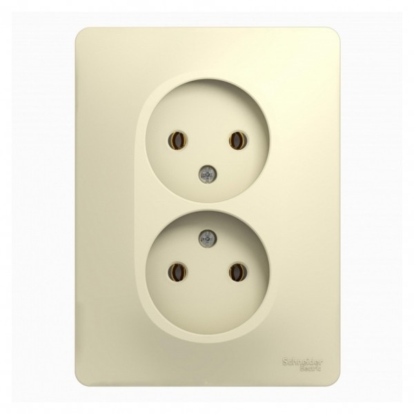 Фото Розетка 2-я se glossa беж без заземления (в сборе с рамкой) (арт. se gsl000220)