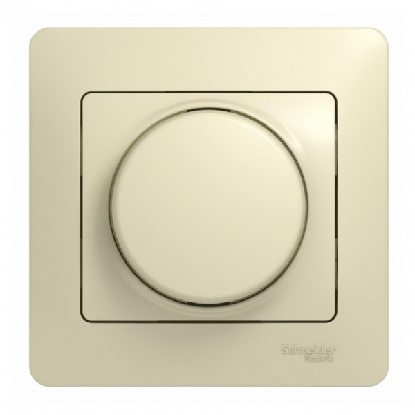 Фото Светорегулятор (диммер) se glossa беж поворотный, 300вт (в сборе с рамкой) (арт. se gsl000234)