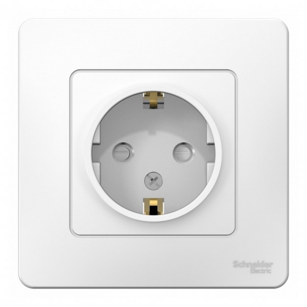 Фото Розетка se blanca внутр белый с/з со шторками, 16а, 250в (арт. se blnrs001111)