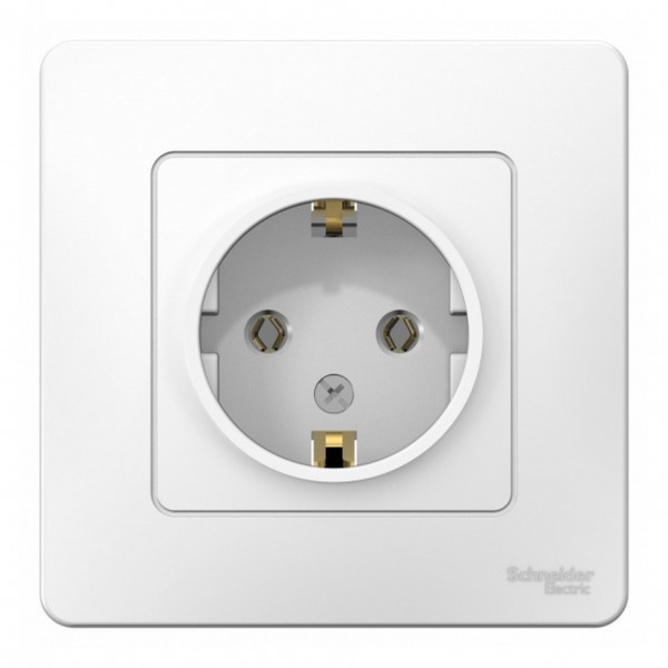 Фото Розетка se blanca внутр белый с/з без шторок, 16а, 250в (арт. se blnrs001011)