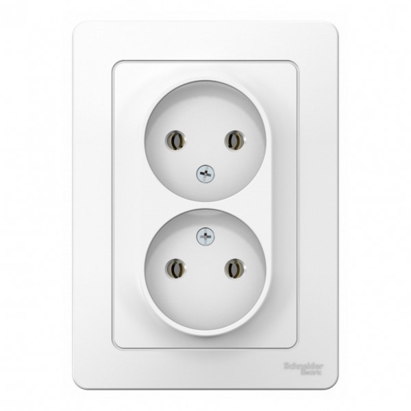 Фото Розетка 2-ая se blanca внутр белый б/з без шторок, 16а, 250в (арт. se blnrs000021)