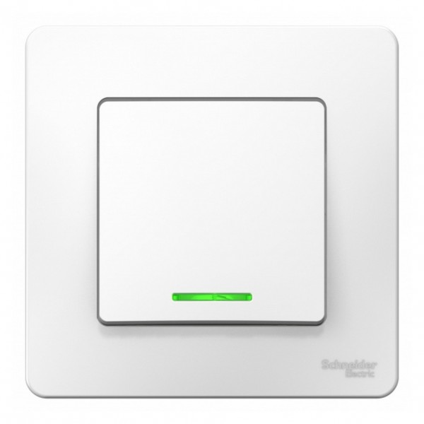 Фото Переключатель 1-клавишный se blanca внутр белый с подсветкой, 10а, 250b (арт. se blnvs010611)