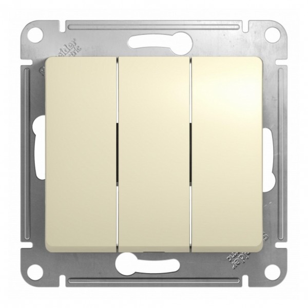 Фото Выключатель 3-клавишный, se glossa беж сх.3 (арт. se gsl000231)