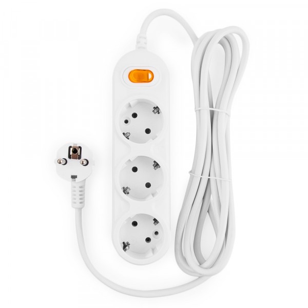 Фото Удлинитель бытовой powercube, 3 розетки с выкл., 2200вт, 10 а, 5м