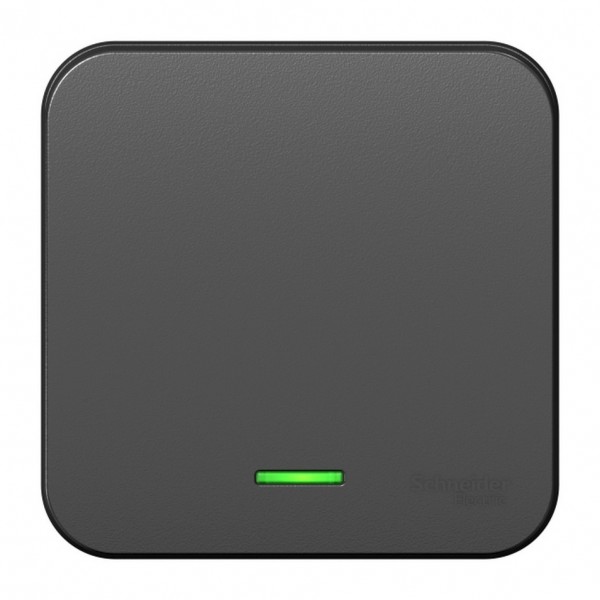 Фото Выключатель 1-клавишный se blanca наруж антрацит с подсветкой изолир пластина, 10а, 250b (арт. se bl