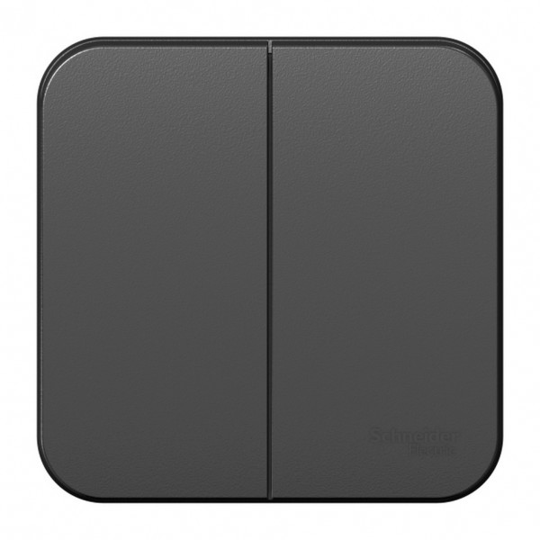 Фото Выключатель 2-клавишный se blanca наруж антрацит 10а, 250b, изолир пластина (арт. se blnva105016)