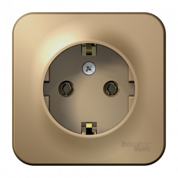 Фото Розетка с/з se blanca наруж титан без шторок 16а, 250в, изолир пластина (арт. se blnra010114)