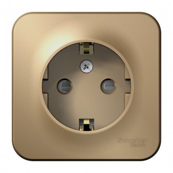 Фото Розетка с/з se blanca наруж титан со шторками 16а, 250в, изолир пластина (арт. se blnra011114)