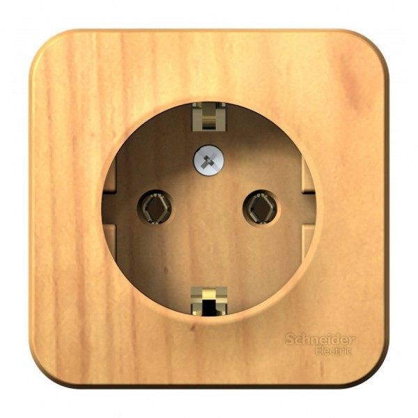 Фото Розетка с/з se blanca наруж ясень без шторок 16а, 250в, изолир пластина (арт. se blnra010115)