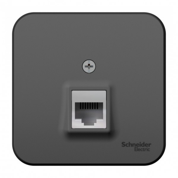 Фото Розетка телефонная rj11 se blanca наруж антрацит изол. пластина (арт. se blnia011006)