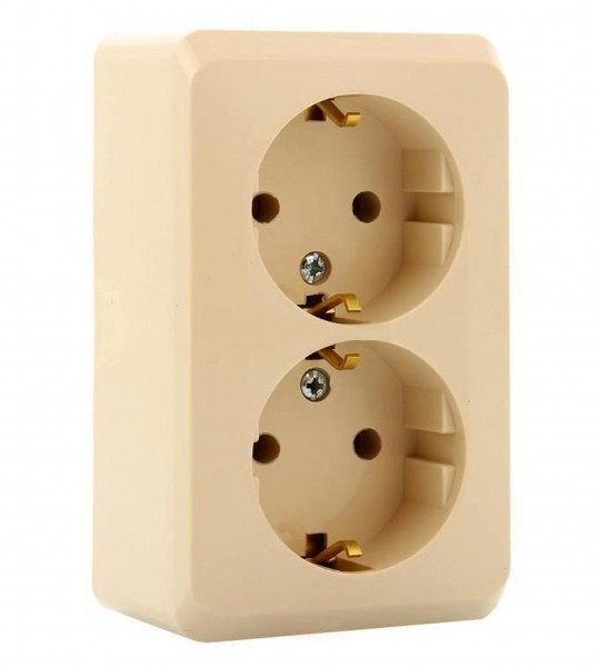 Фото Розетка 2-ая lexel этюд с/з без шторок, наружная крем pa16-007k