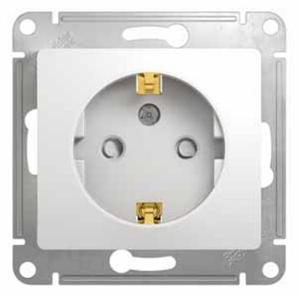 Фото Розетка se glossa бел с заземлением со шторками se gsl000145