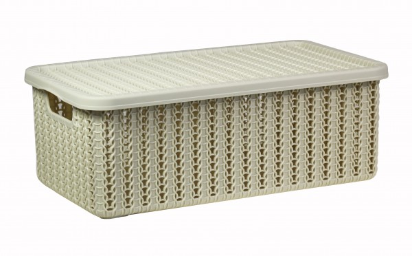Фото Коробка вязание 3л с крышкой бел. ротанг