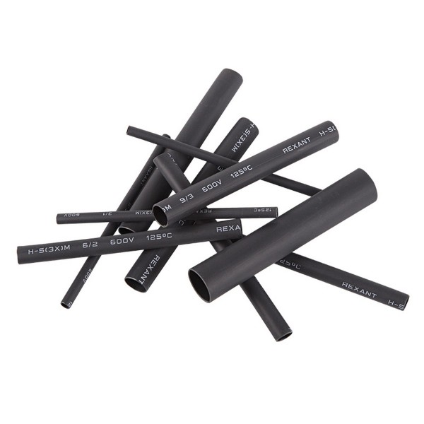 Фото Набор термоусадочных трубок №7 (glue 3:1) 7шт,10см, черные, rexant, 29-0107