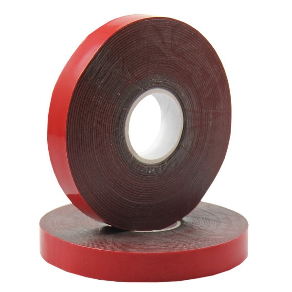 Фото Скотч двухсторонний, красного цвета на серой основе, 12мм, 5м rexant