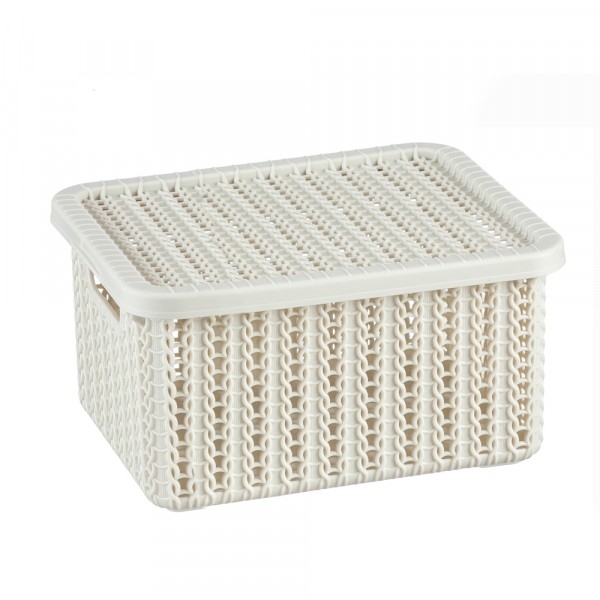Фото Коробка вязание 1,5л с крышкой белый ротанг