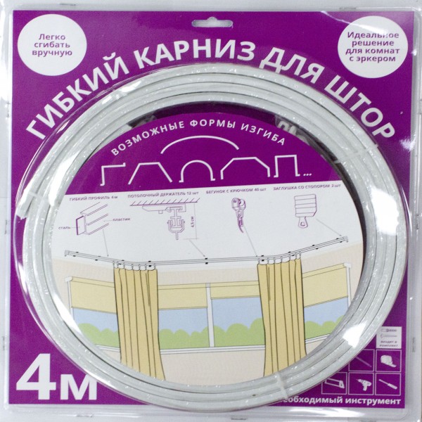 Фото Карниз гибкий потолочный 400см