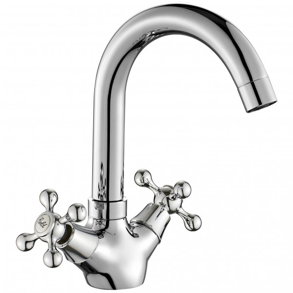 Фото Смеситель для умывальника вентильный mitte oldie поворотный излив хром