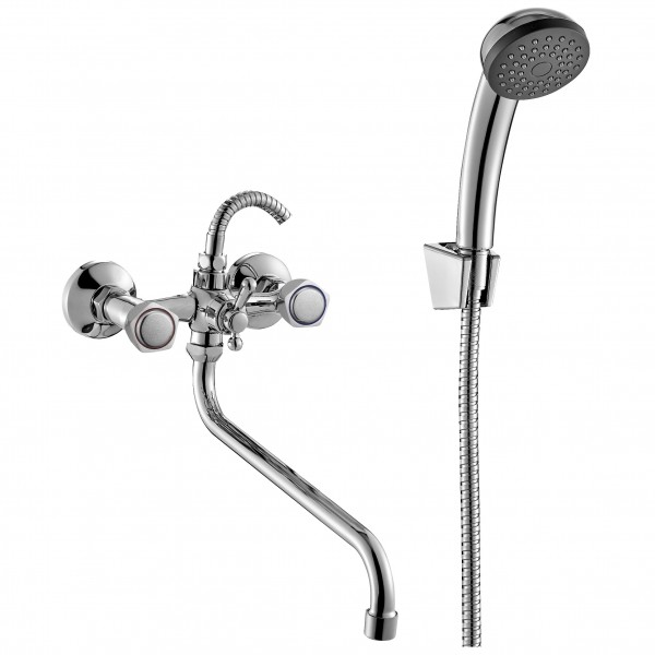 Фото Смеситель для ванны универсальный mitte oldie 00-00294 с душевым набором хром
