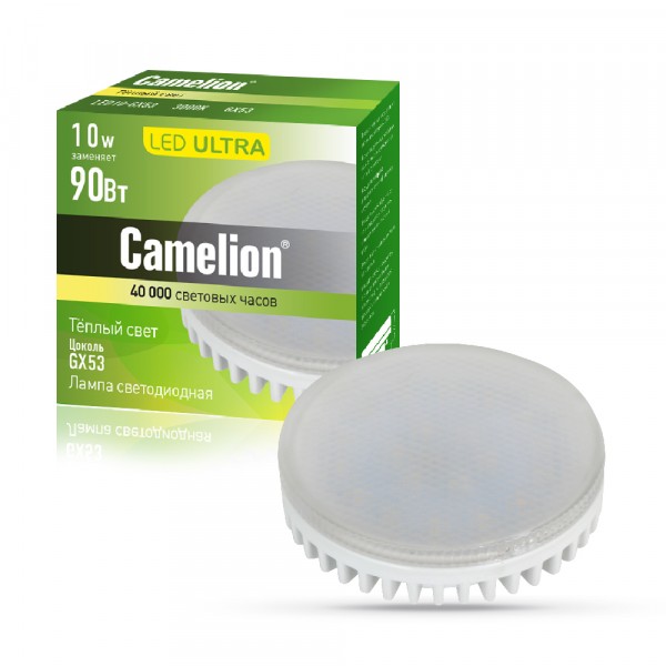 Фото Лампа светодиодная camelion gx53 led10-gx53/830 10вт