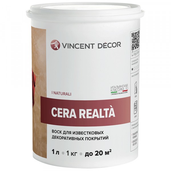 Фото Воск vincent decor cera realta глянцевый для декоративных покрытий 1л
