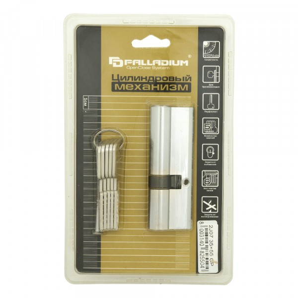 Фото Механизм цилиндровый palladium 90 (35*55) c ключ/ключ cp(хром)
