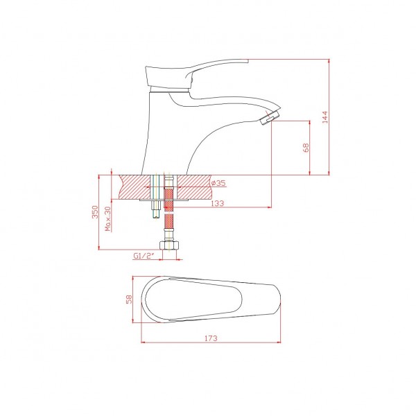 Фото Смеситель для умывальника  mitte economic ecn01wb хром