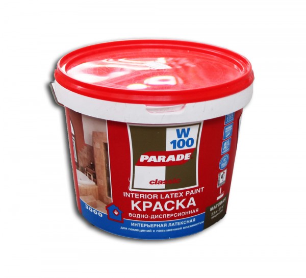 Фото Краска parade w100 влажные помещения  база с  прозрачная 2,5л