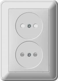 Фото Розетка 2-ая se wessen w59 скрытая, с заземлением, со шторками и рамкой сл.кость, rs16-255-28