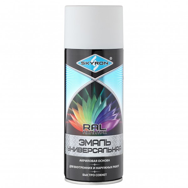 Фото Эмаль аэрозольная skyron акриловая белая матовая (ral 9003)