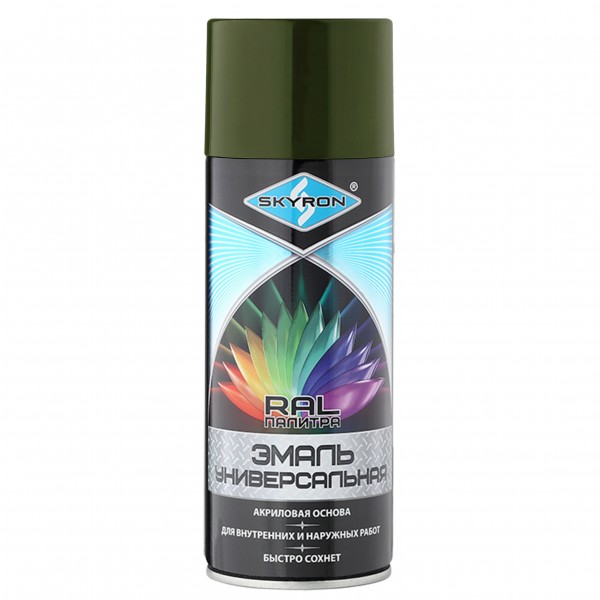 Фото Эмаль аэрозольная skyron акриловая оливково-зеленая (ral 6003)