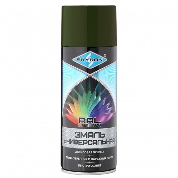 Фото Эмаль аэрозольная skyron акриловая защитно-оливковая (ral 6014)