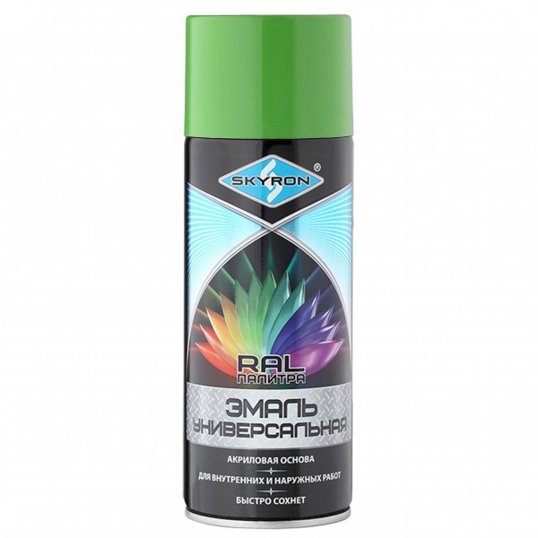 Фото Эмаль аэрозольная skyron акриловая светло-зеленая (ral 6018)