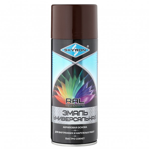 Фото Эмаль аэрозольная skyron акриловая шоколадно-коричневая (ral 8017)