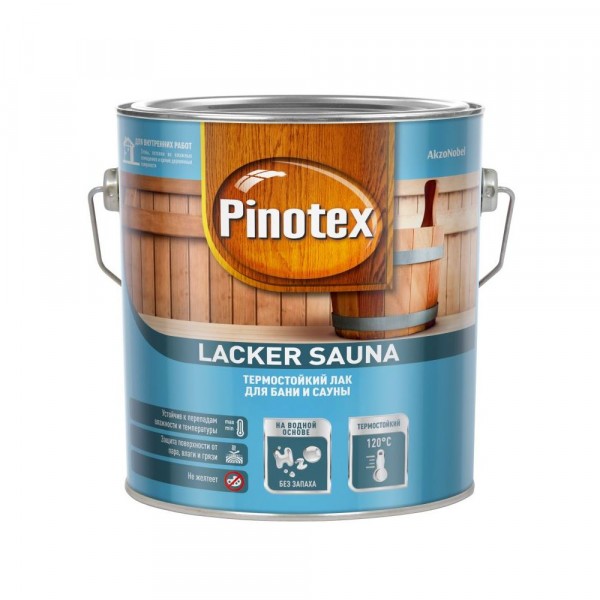 Фото Лак pinotex lacker sauna 20 полуматовый на вод. основе 2,7л