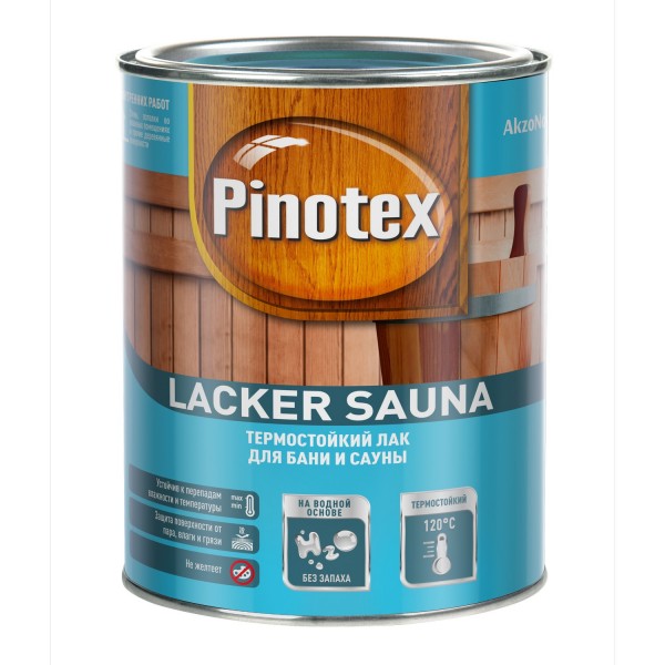 Фото Лак pinotex lacker sauna 20 полуматовый на вод. основе 1л