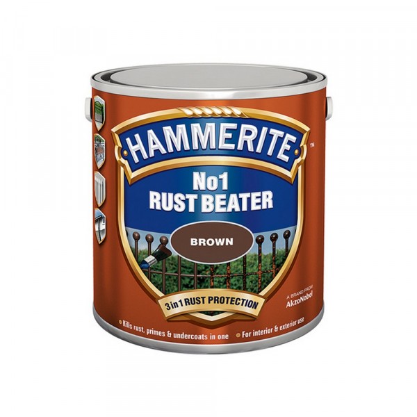 Фото Грунт hammerite no1 rust beater для усиления антикоррозионной защиты коричневый 0,25л