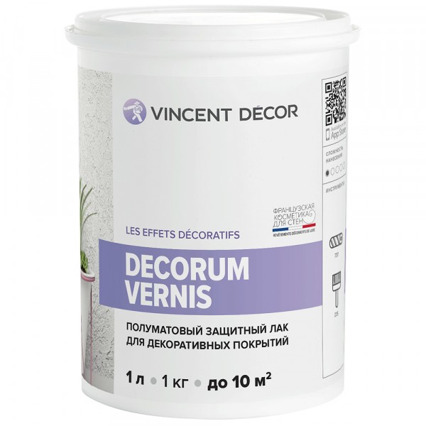 Фото Лак vincent decor decorum vernis полуматовый 1л