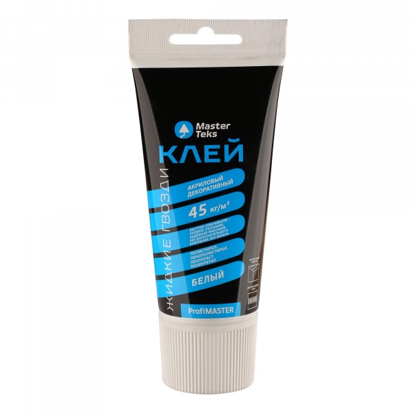 Фото Клей акриловый masterteks pm жг 45 кг/м2 суперсильный 0,2 белый (тюбик)