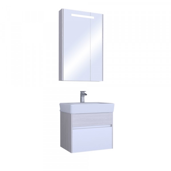 Фото Зеркало-шкаф акватон верди 60см белый/ясень фабрик со светильником 1a206902vdav0