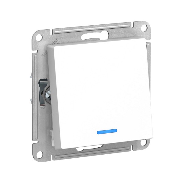 Фото Переключатель 1-клавишный atlasdesign с подсветкой сх.6а 10ах механизам белый atn000163