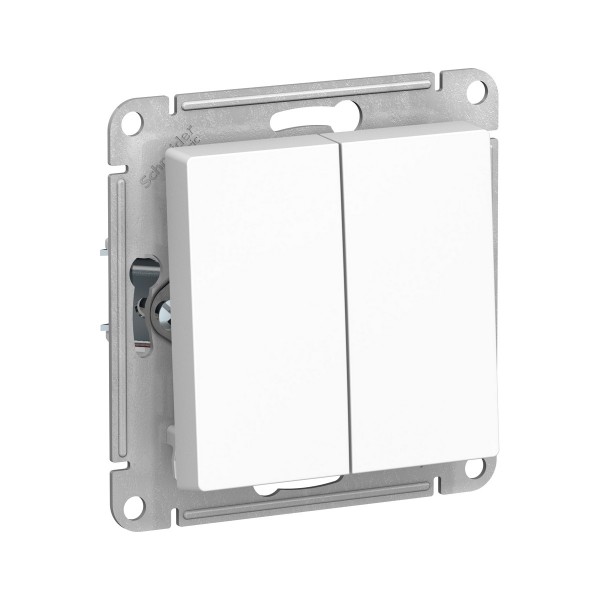 Фото Выключатель 2-клавишный atlasdesign сх.5 10ах механизм белый atn000151