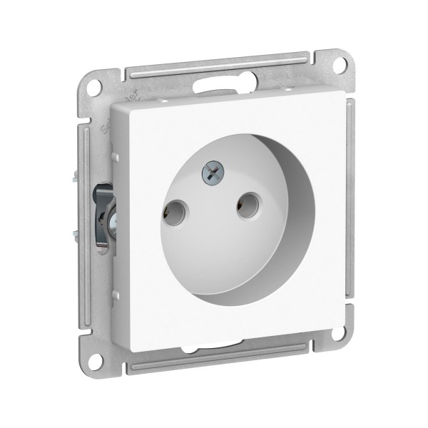 Фото Розетка atlasdesign без заземления 16а механизм белый atn000141