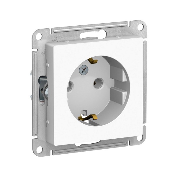 Фото Розетка atlasdesign с заземлением 16а механизм белый atn000143