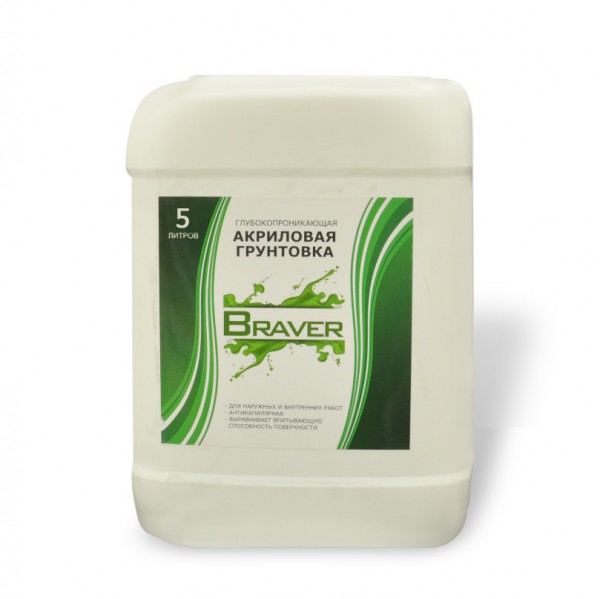 Фото Грунтовка глубокопроникающая braver для наружных и внутренних работ 5л