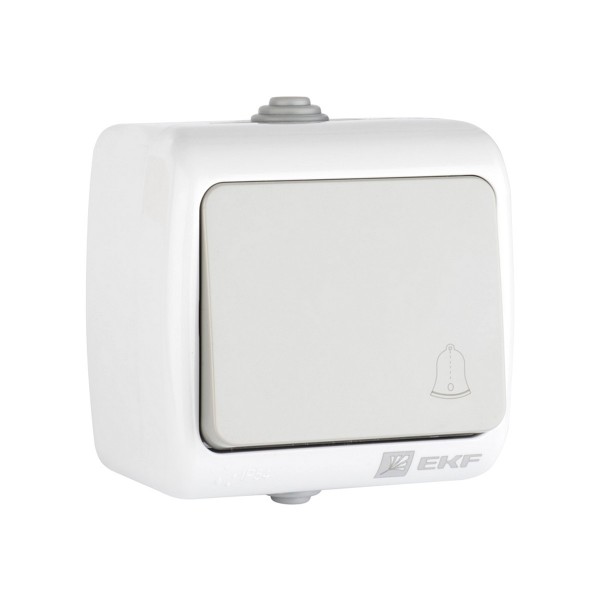 Фото Кнопка звонка 1-клавишная мурманск 10а ip54 серая efz10-026-30-54